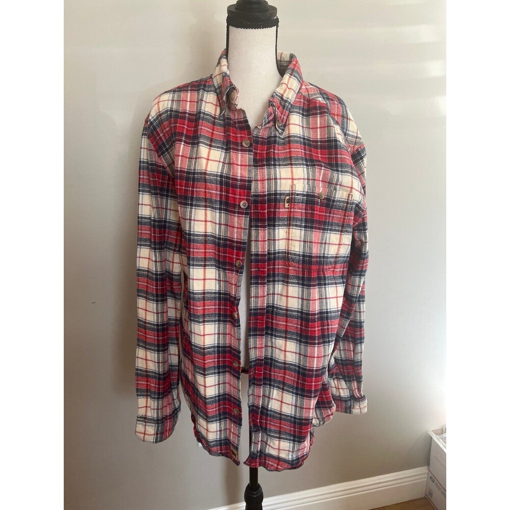 Buffalo Jackson Trading Co Shirt Men's Large Blue Plaid Flannel Button Down
